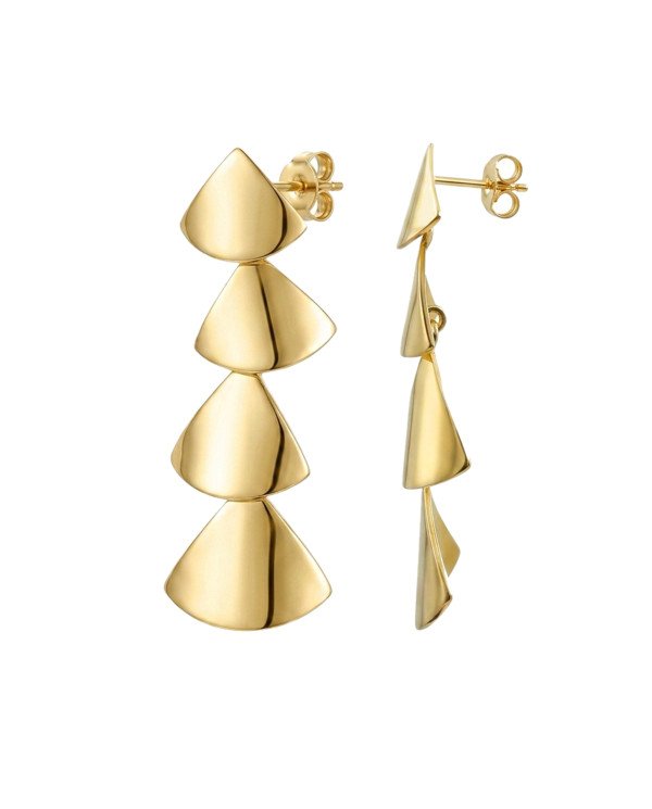 18k Gold Plated Brass Dangle Earrings, Elegant Party Wear Jewelry