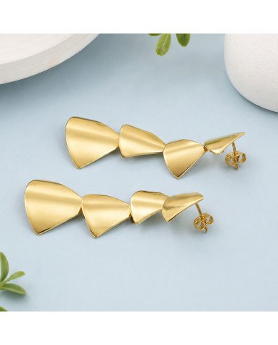 18k Gold Plated Brass Dangle Earrings, Elegant Party Wear Jewelry