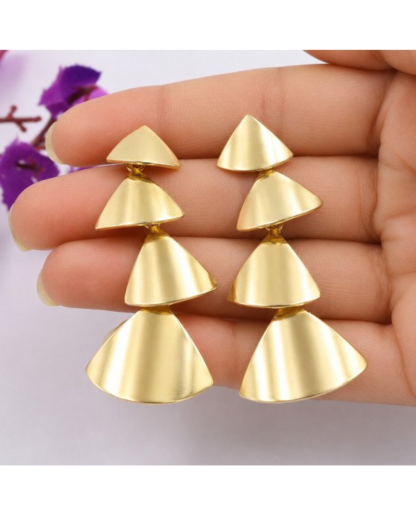 18k Gold Plated Brass Dangle Earrings, Elegant Party Wear Jewelry