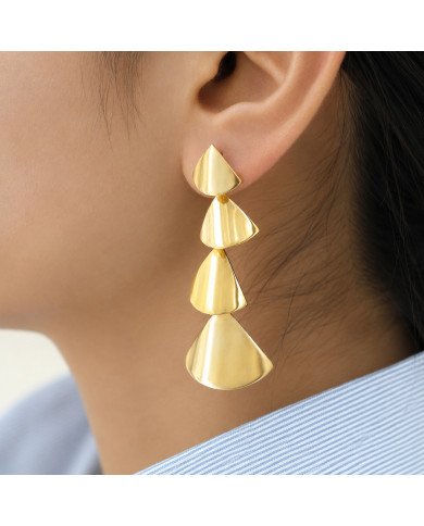 18k Gold Plated Brass Dangle Earrings, Elegant Party Wear Jewelry