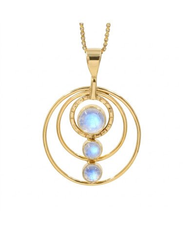 Rainbow Moonstone Necklace | 18K Gold Plated Handmade Brass Jewelry