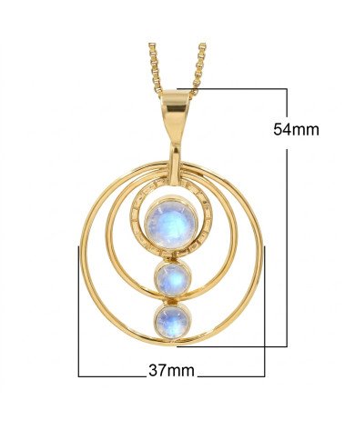 Rainbow Moonstone Necklace | 18K Gold Plated Handmade Brass Jewelry