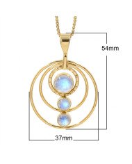 Rainbow Moonstone Necklace | 18K Gold Plated Handmade Brass Jewelry