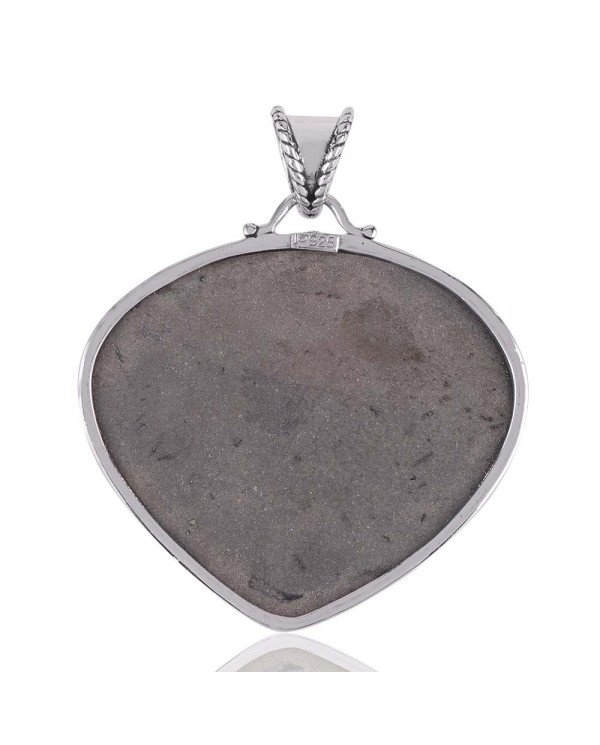 Pyrite Sun and Silver Tear Drop Pendant Mens Jewelry Pendants