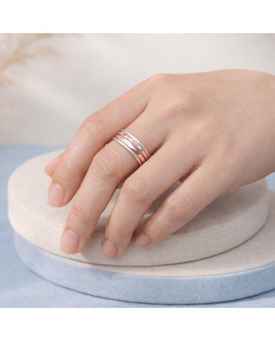 Two Tone Spinner Ring 925 Sterling Silver | Meditation Fidget Worry Jewelry