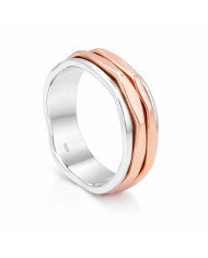 Two Tone Spinner Ring 925 Sterling Silver | Meditation Fidget Worry Jewelry