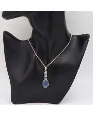 Natural Kyanite Rainbow Moonstone And Sky Blue Topaz Gemstone Sterling Silver Statement Pendant | Jewels Artisan