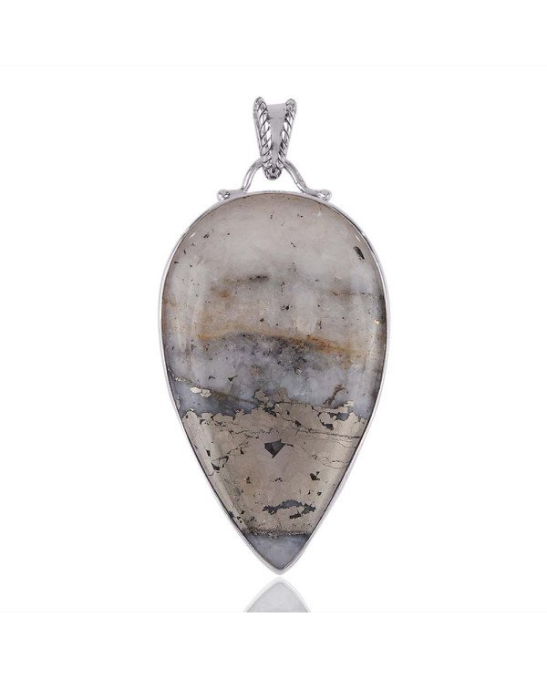 Ice Gold Pyrite and Solid Sterling Silver Pendant Necklace