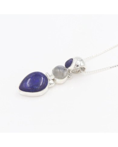 Lapis Lazuli Pendant Sterling Silver Pendant Multi-Stone Pendant