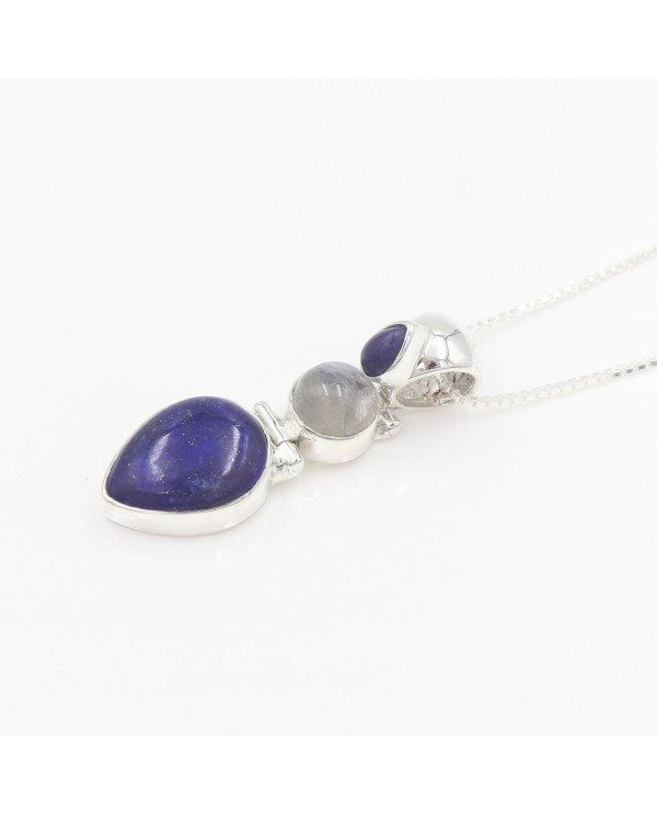 Lapis Lazuli Pendant Sterling Silver Pendant Multi-Stone Pendant