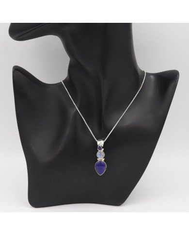 Lapis Lazuli Pendant Sterling Silver Pendant Multi-Stone Pendant