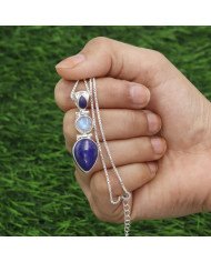 Lapis Lazuli Pendant Sterling Silver Pendant Multi-Stone Pendant