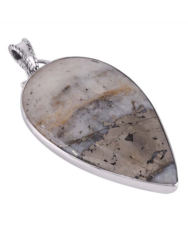 Ice Gold Pyrite and Solid Sterling Silver Pendant Necklace