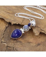Lapis Lazuli Pendant Sterling Silver Pendant Multi-Stone Pendant