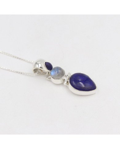 Lapis Lazuli Pendant Sterling Silver Pendant Multi-Stone Pendant