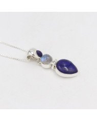 Lapis Lazuli Pendant Sterling Silver Pendant Multi-Stone Pendant