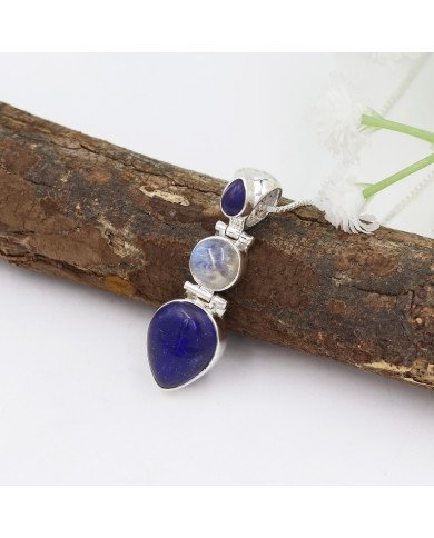 Lapis Lazuli Pendant Sterling Silver Pendant Multi-Stone Pendant