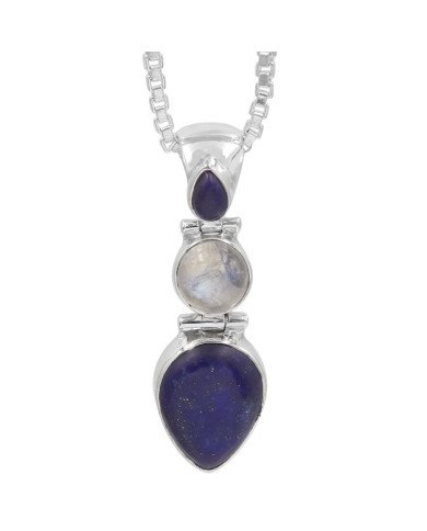 Lapis Lazuli Pendant Sterling Silver Pendant Multi-Stone Pendant