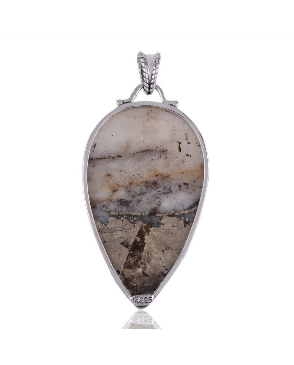 Ice Gold Pyrite and Solid Sterling Silver Pendant Necklace