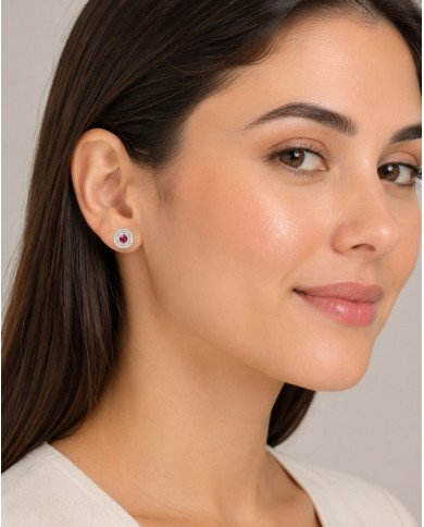Ruby Stud Earrings 925 Sterling Silver | Handmade Boho Gemstone Jewelry