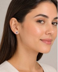 Ruby Stud Earrings 925 Sterling Silver | Handmade Boho Gemstone Jewelry