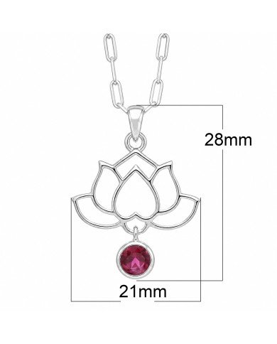 Ruby Lotus Flower Pendant | 925 Sterling Silver Handmade Jewelry