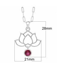Ruby Lotus Flower Pendant | 925 Sterling Silver Handmade Jewelry