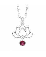 Ruby Lotus Flower Pendant | 925 Sterling Silver Handmade Jewelry