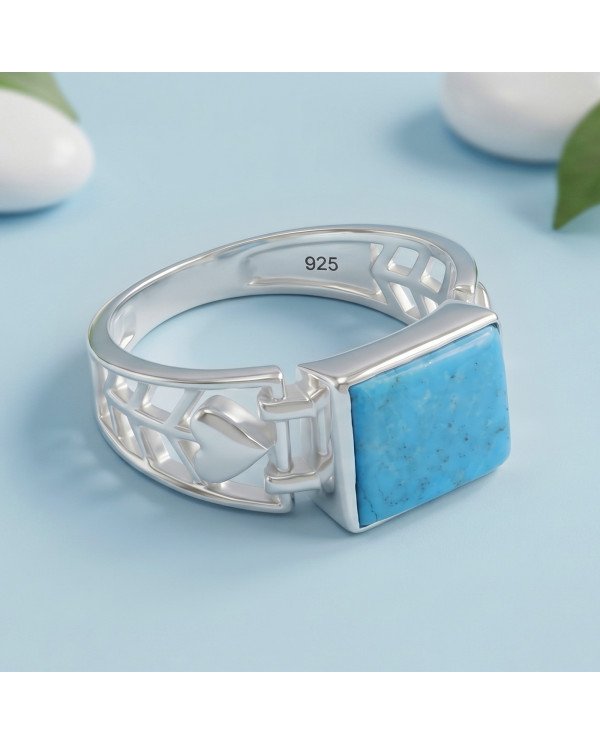 Natural Arizona Turquoise Ring | 925 Sterling Silver Gemstone Jewelry