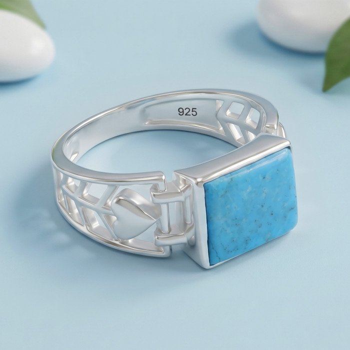 Natural Arizona Turquoise Ring | 925 Sterling Silver Gemstone Jewelry