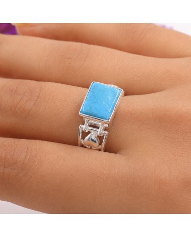 Natural Arizona Turquoise Ring | 925 Sterling Silver Gemstone Jewelry