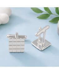 925 Sterling Silver & Brass Square Cufflinks | Handmade Mens Jewelry