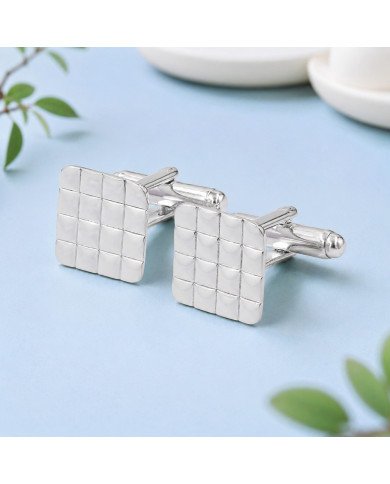 925 Sterling Silver & Brass Square Cufflinks | Handmade Mens Jewelry