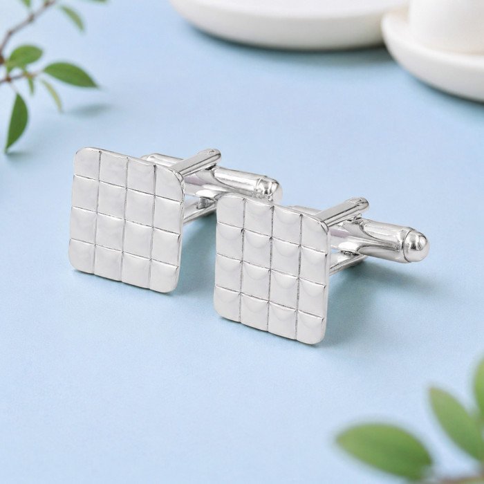 925 Sterling Silver & Brass Square Cufflinks | Handmade Mens Jewelry