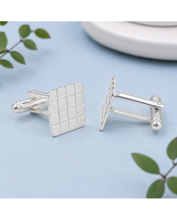 925 Sterling Silver & Brass Square Cufflinks | Handmade Mens Jewelry