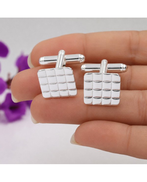 925 Sterling Silver & Brass Square Cufflinks | Handmade Mens Jewelry
