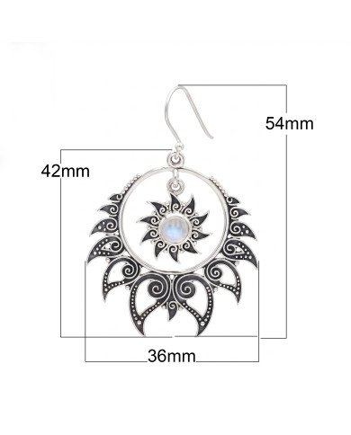925 Sterling Silver Moonstone Dangle Earrings | Handmade Boho Chic Jewelry