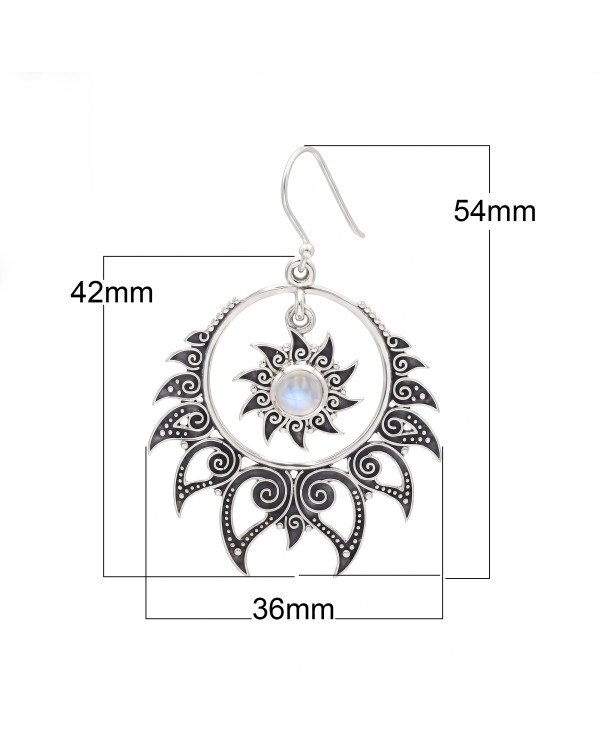 925 Sterling Silver Moonstone Dangle Earrings | Handmade Boho Chic Jewelry