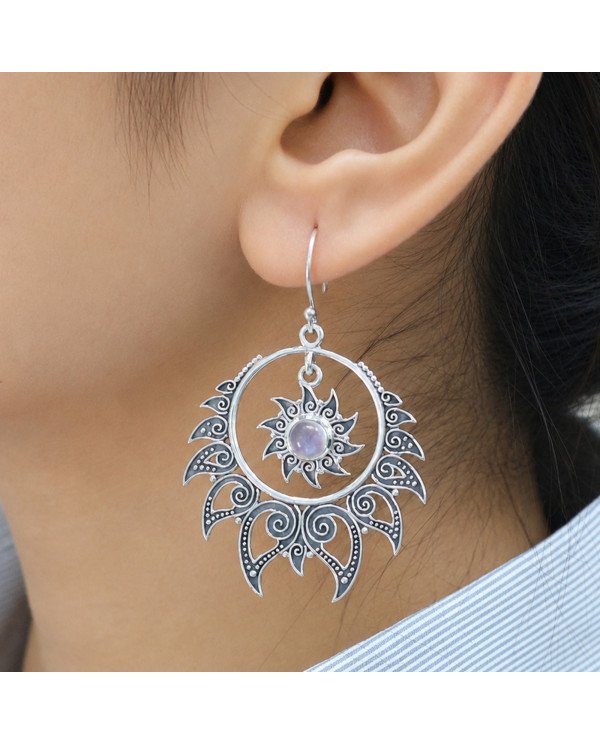925 Sterling Silver Moonstone Dangle Earrings | Handmade Boho Chic Jewelry