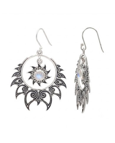 925 Sterling Silver Moonstone Dangle Earrings | Handmade Boho Chic Jewelry