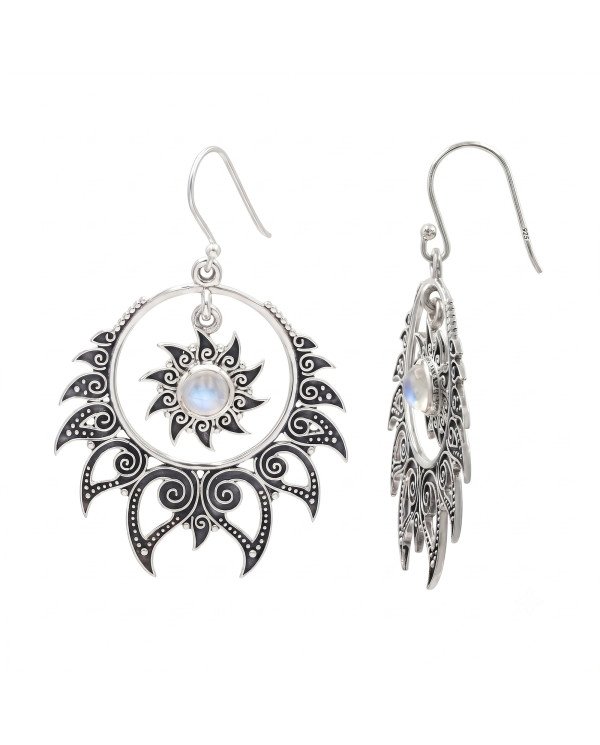 925 Sterling Silver Moonstone Dangle Earrings | Handmade Boho Chic Jewelry