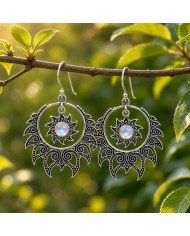 925 Sterling Silver Moonstone Dangle Earrings | Handmade Boho Chic Jewelry
