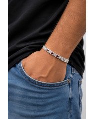 925 Sterling Silver Ruby & Swarovski Crystal Chain Bracelet | Unisex Jewelry