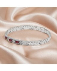 925 Sterling Silver Ruby & Swarovski Crystal Chain Bracelet | Unisex Jewelry
