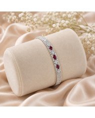 925 Sterling Silver Ruby & Swarovski Crystal Chain Bracelet | Unisex Jewelry