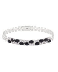 925 Sterling Silver Chain Bracelet with Black Onyx & Swarovski Crystal