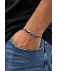 925 Sterling Silver Chain Bracelet with Black Onyx & Swarovski Crystal