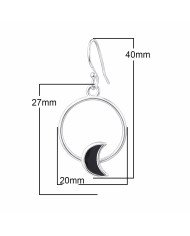 925 Sterling Silver Black Onyx Half Moon Dangle Earrings