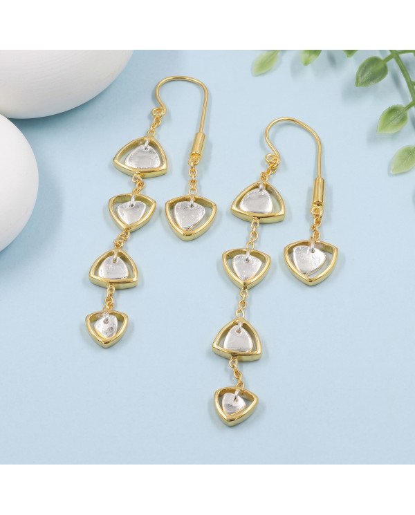 Two-Tone Brass Dangle Earrings | Handmade Jewelry for Women