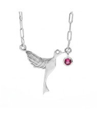 Elegant Ruby Bird Pendant | 925 Sterling Silver Women’s Jewelry